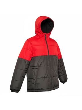 Whales Tail Red Black Hooded Puffer Jacket Coat Youth 14/16 Fleece Lined Warm